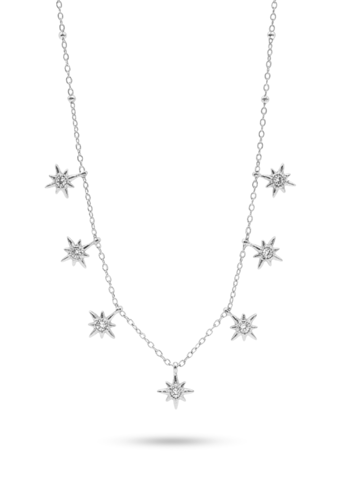Collier Étoile Strass Femme argent