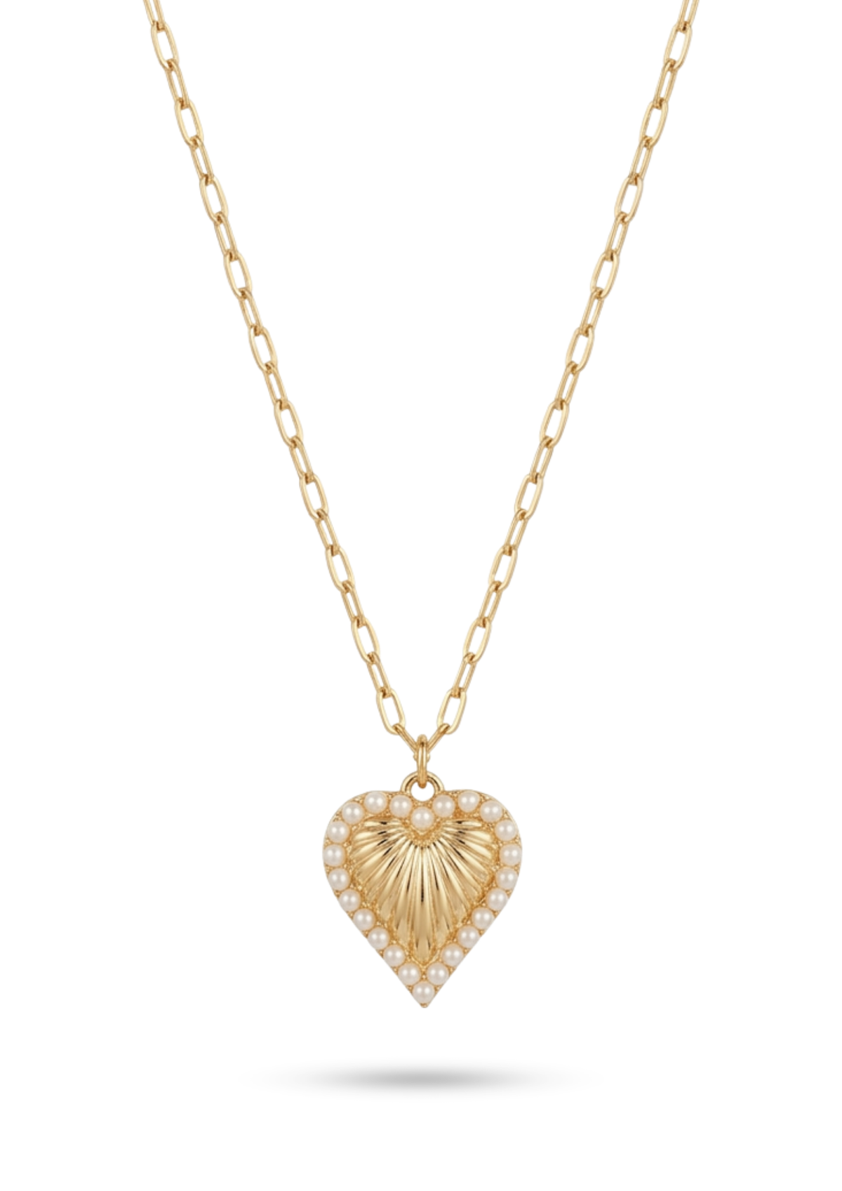 Collier pendentif Cœur Perles Blanches or