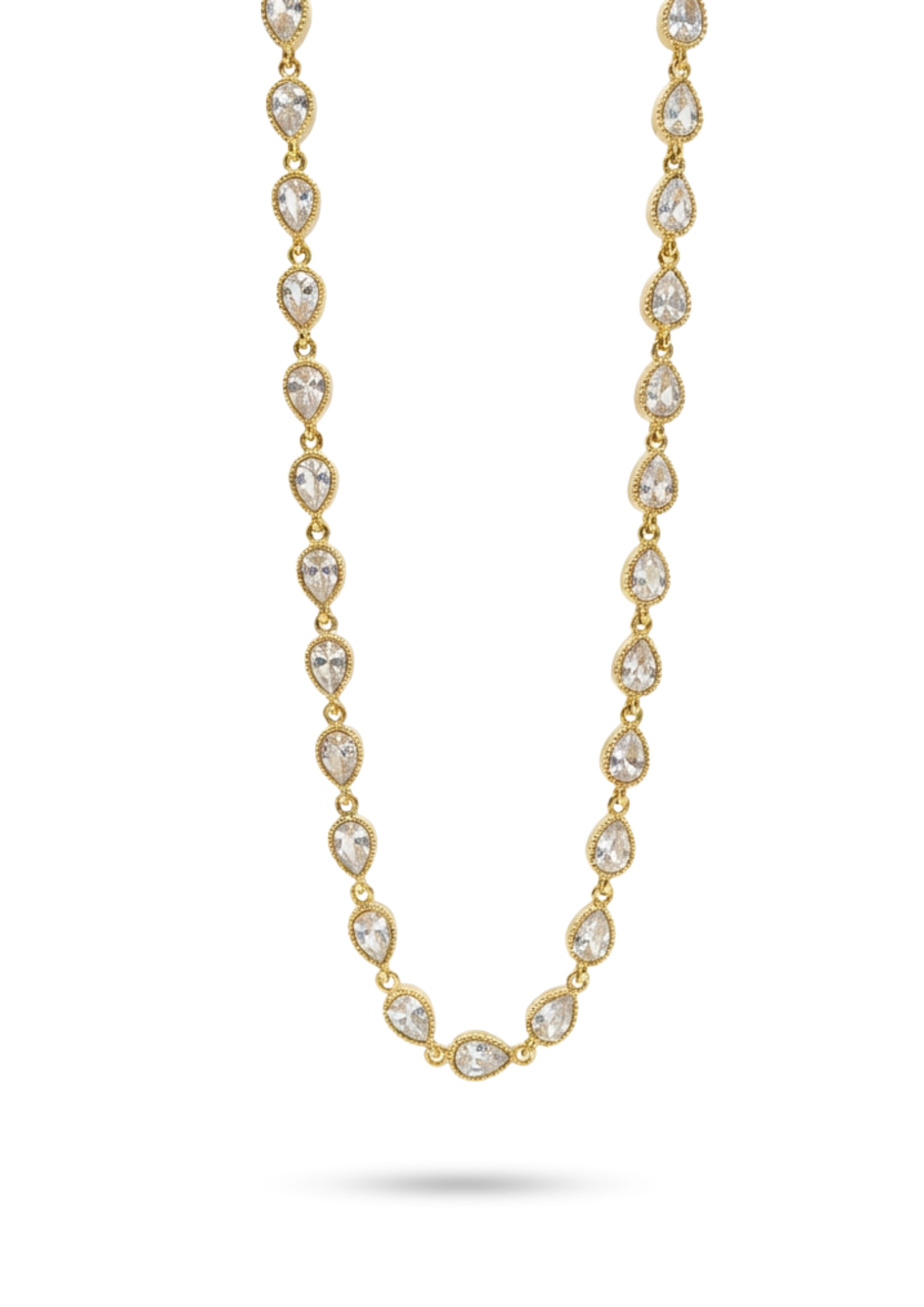 Collier Gouttes en Pierres Blanches or