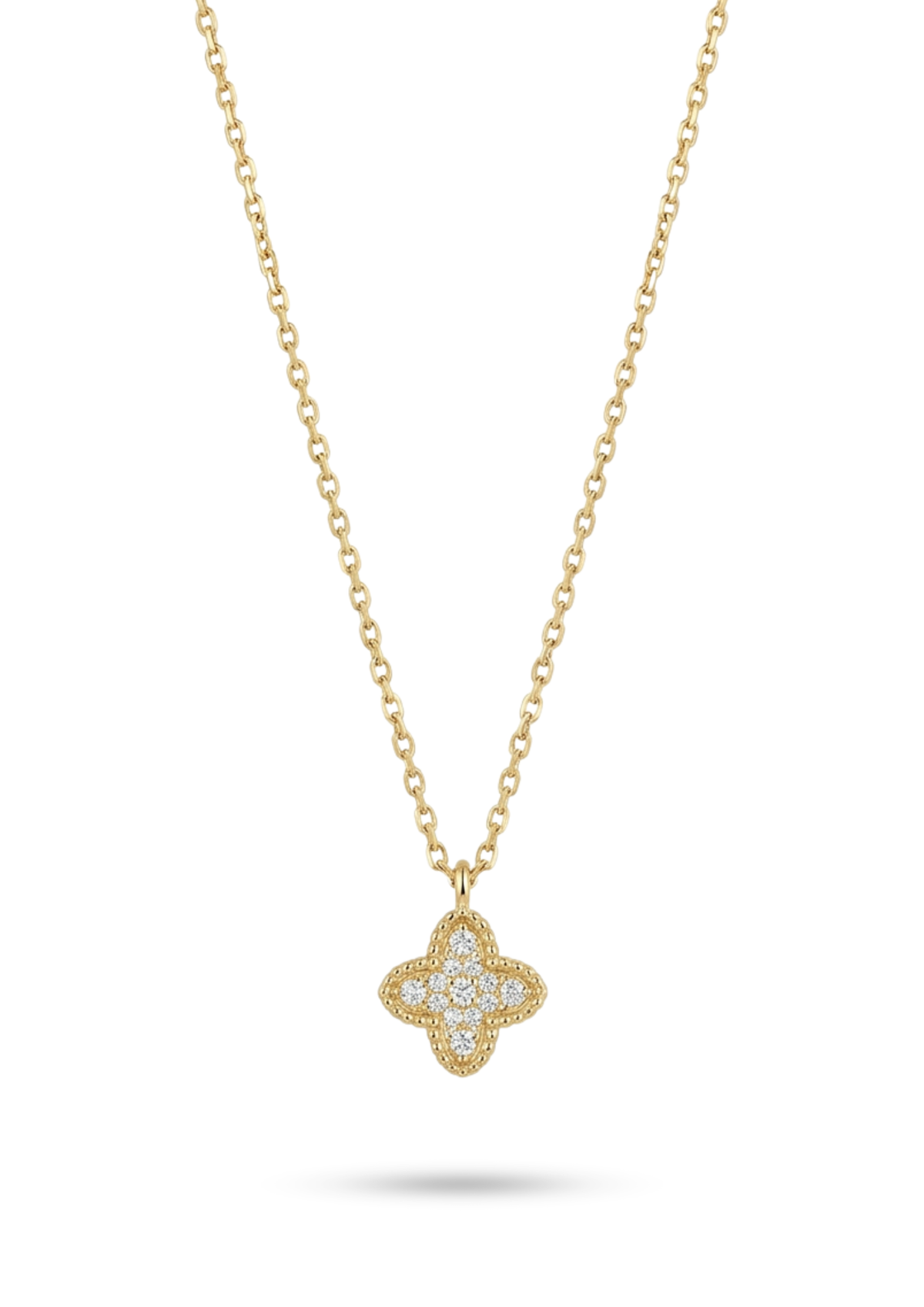 Collier Trèfle Quatre Feuilles Strass or