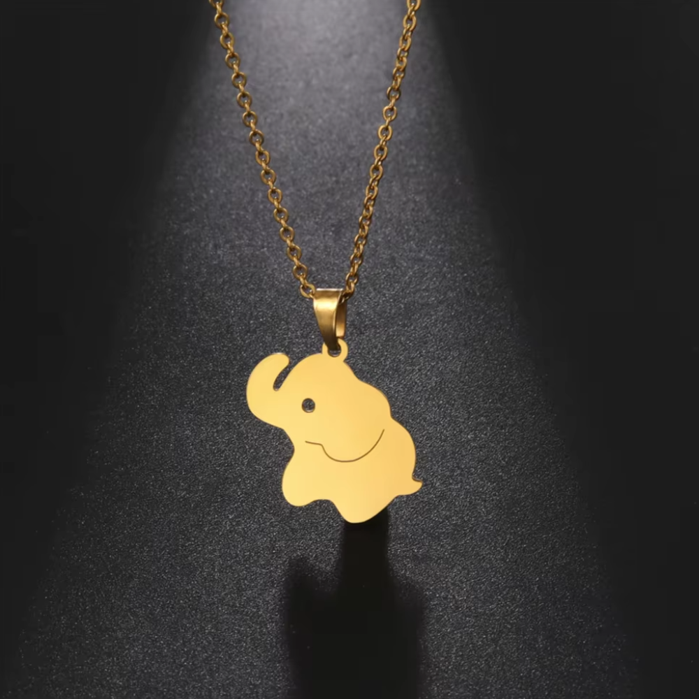 Collier Éléphant Mignon Or