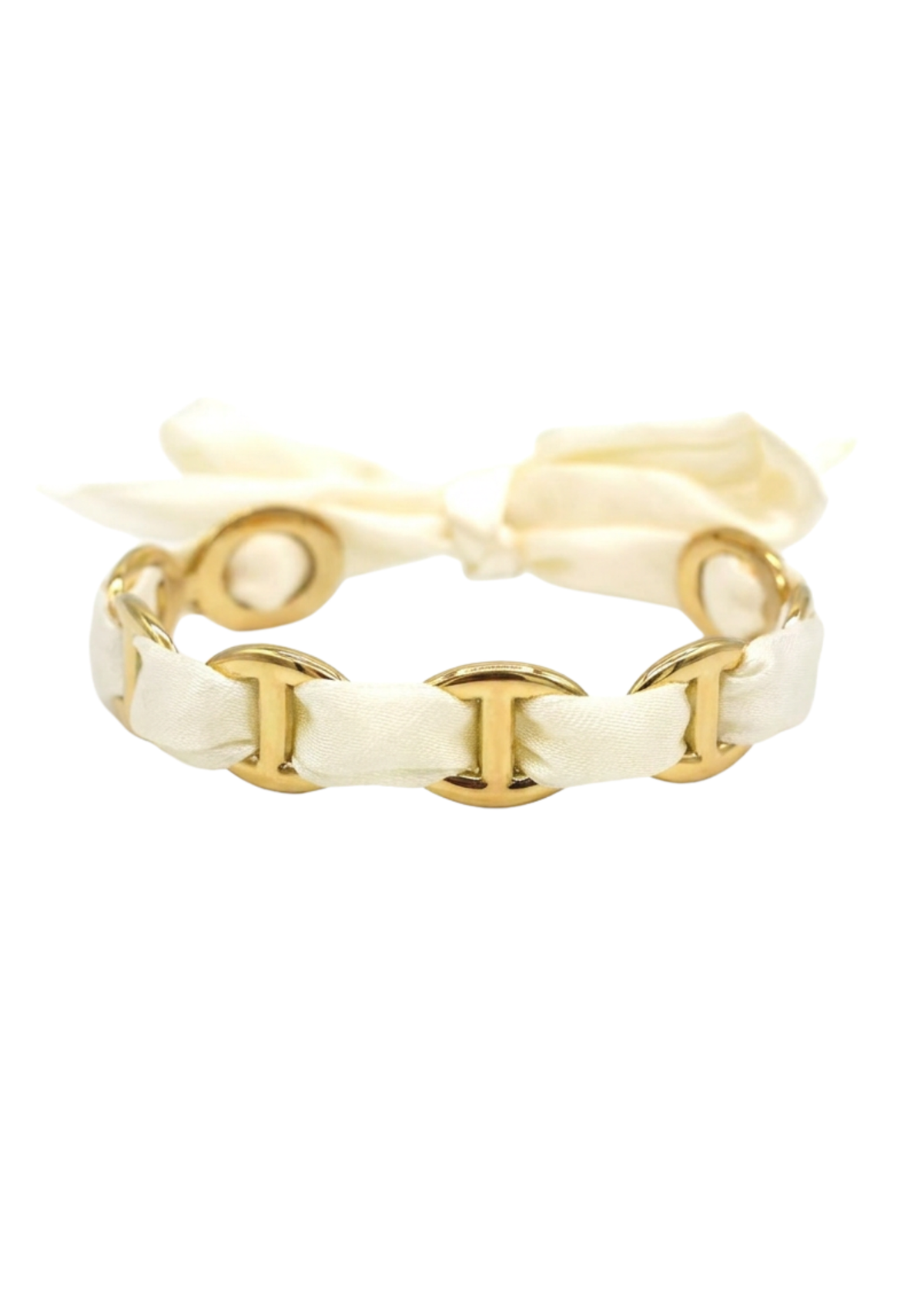 Jonc Maille Marine Ruban blanc