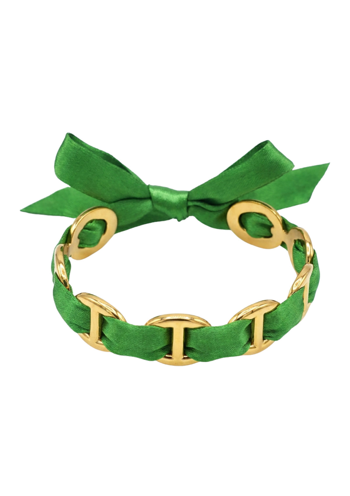 Jonc Maille Marine Ruban vert