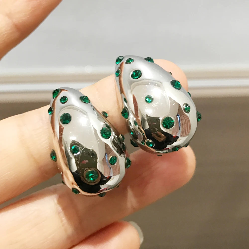 Waterproof Teardrop Shape Stud Earring Inlay Beads 18K PVD Gold Plated Stainless Steel Elegance Drop Earrings For Women