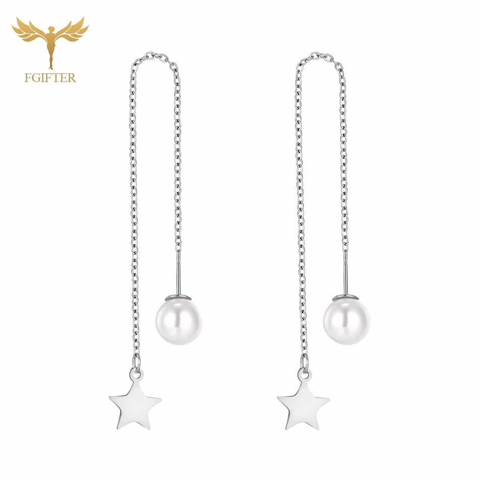 9cm Long Wire Tassel Thread Chain Earrings Star Pendant Drop Ear Line Women Stainless Steel Jewelry Accessories Gifts