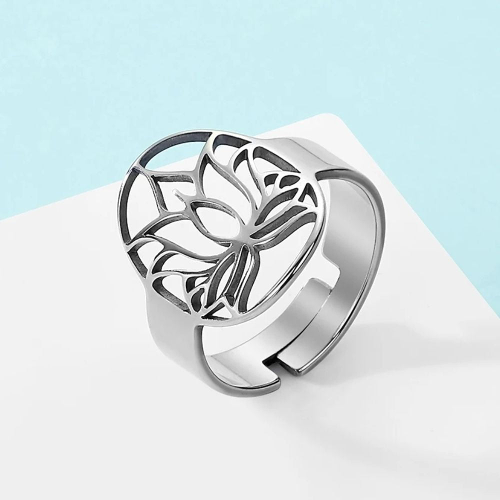 Bague Mantra Fleur de Lotus Métal