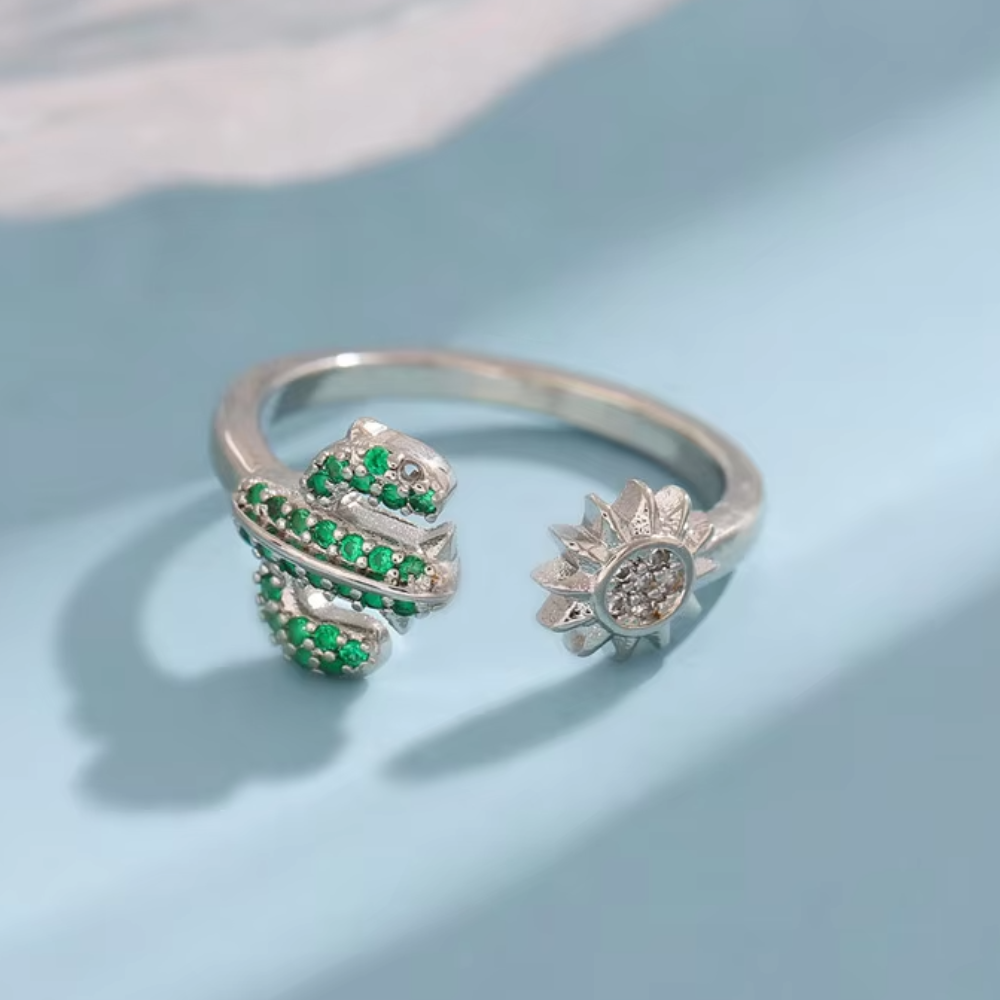 Bague Cactus et Soleil Métal