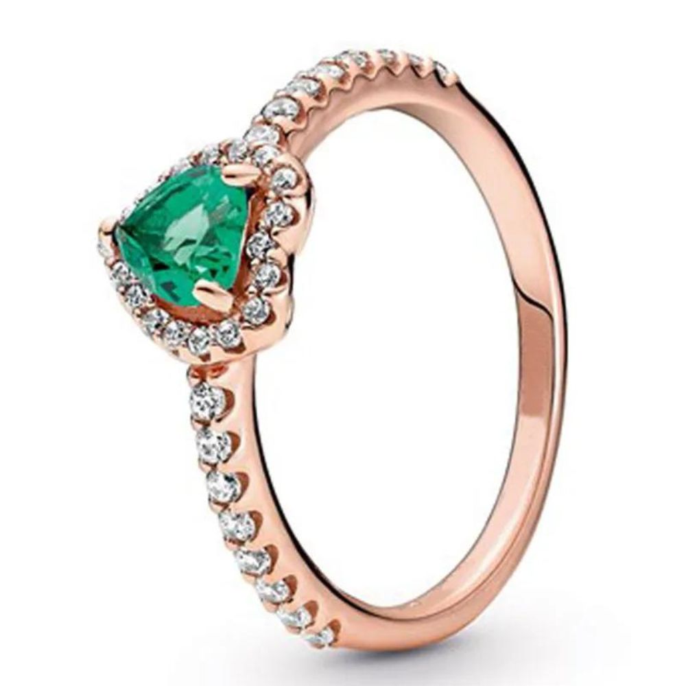 Bague Coeur Or Rose Diamants Vert