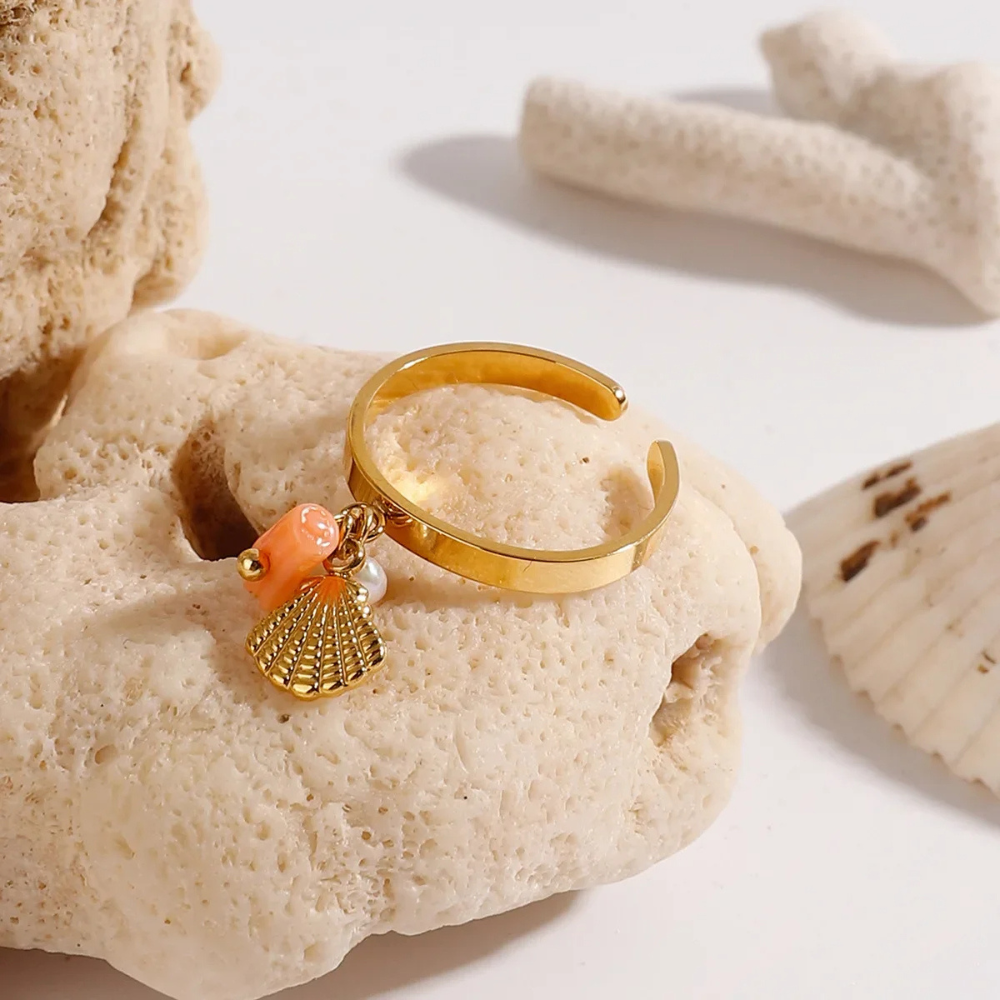 Bague Breloque Coquillage pas cher