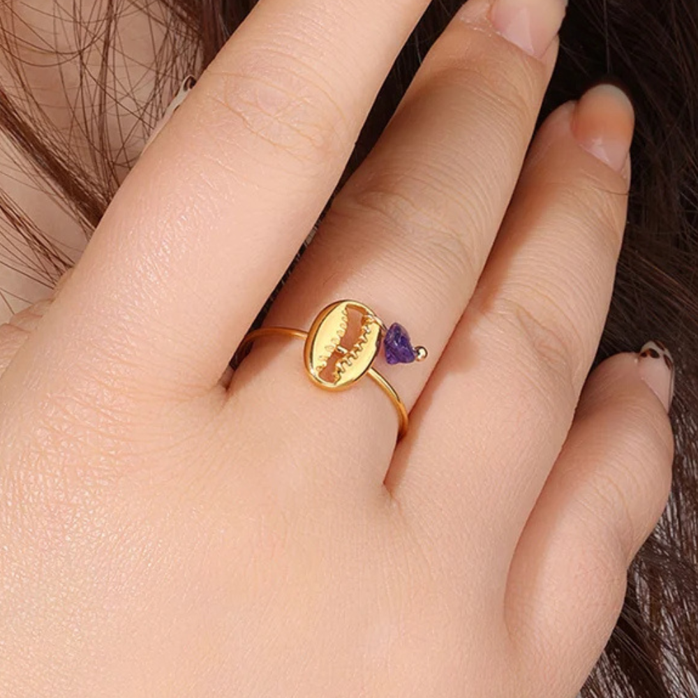 Bague Coquillage Cauris Perle