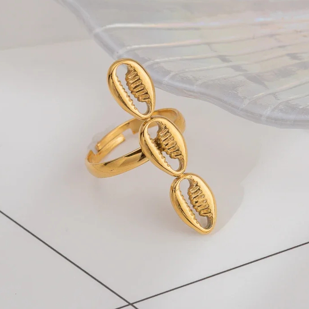 Bague Triple Coquillage Cauris pas cher