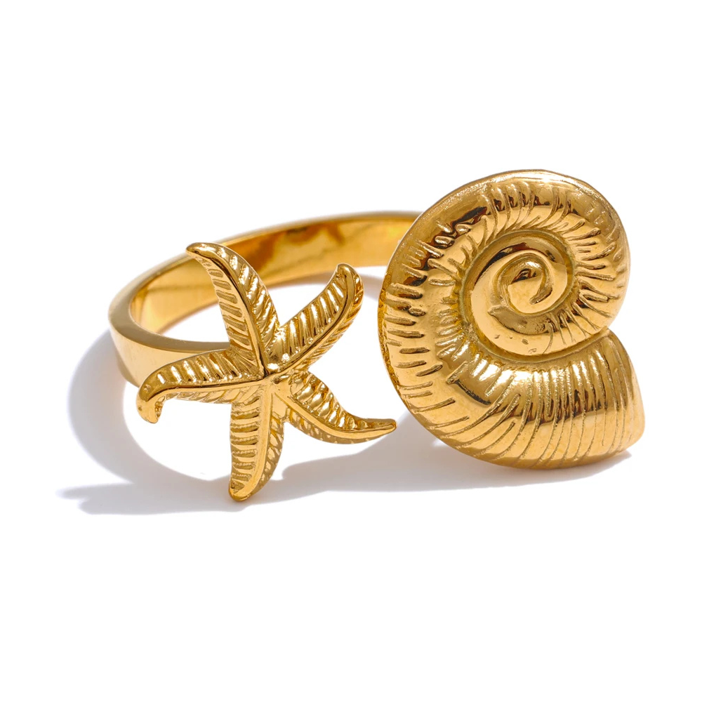Bague Coquillage Spirale Étoile de Mer