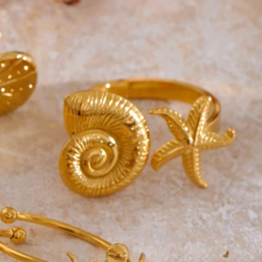 Bague Coquillage Spirale Étoile de Mer