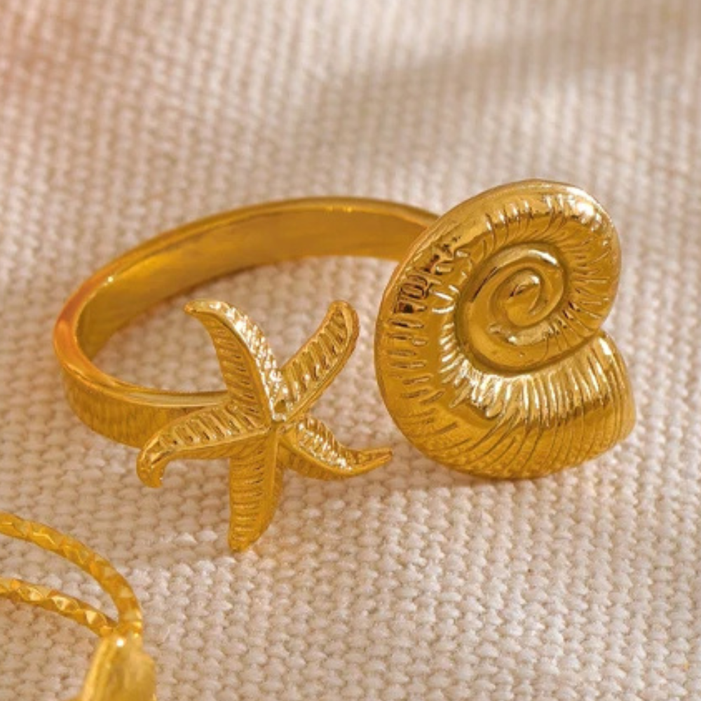 Bague Coquillage Spirale Étoile de Mer pas cher