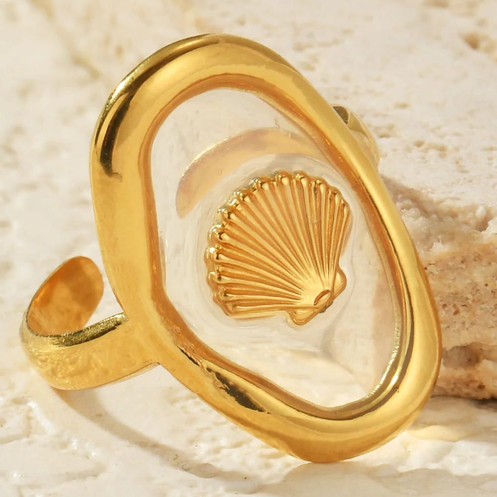 Bague Coquillage Résine pas cher