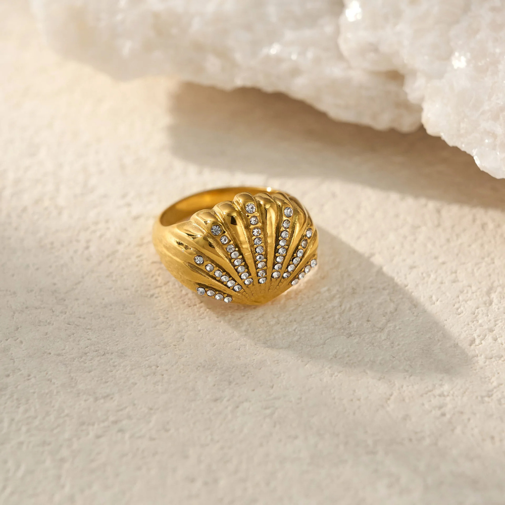 Bague Coquillage Strass pas cher