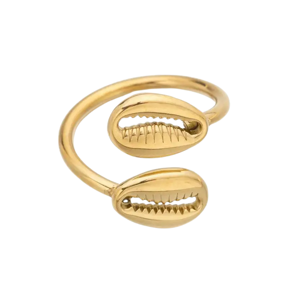 Bague Double Coquillage Cauris Or