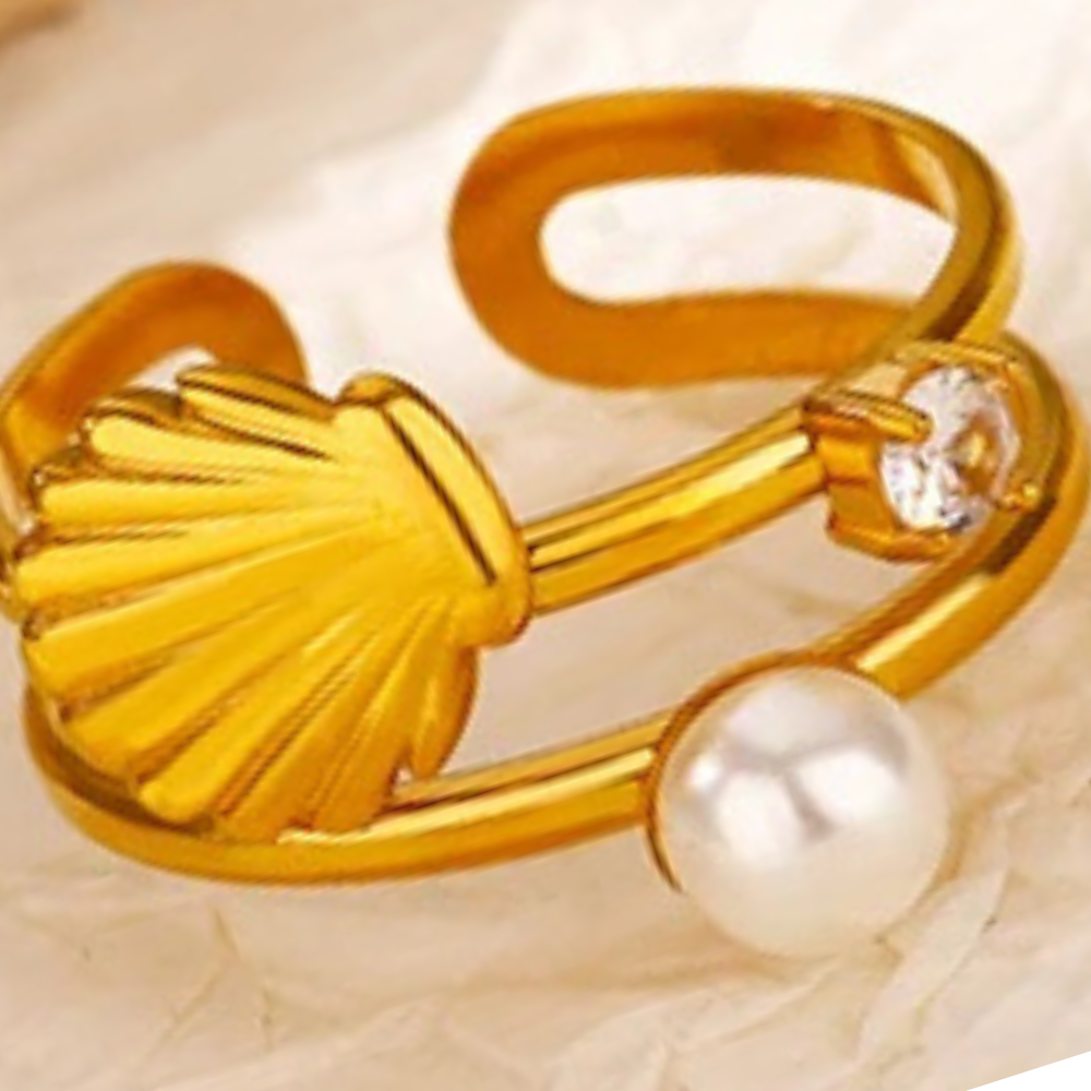 Bague Double Rang Coquillage pas cher