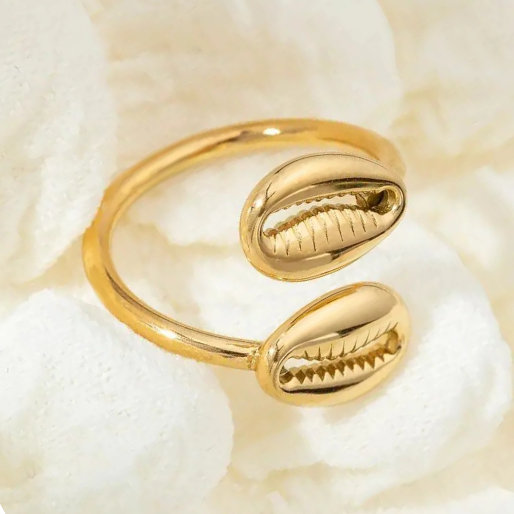 Bague Double Coquillage Cauris Or