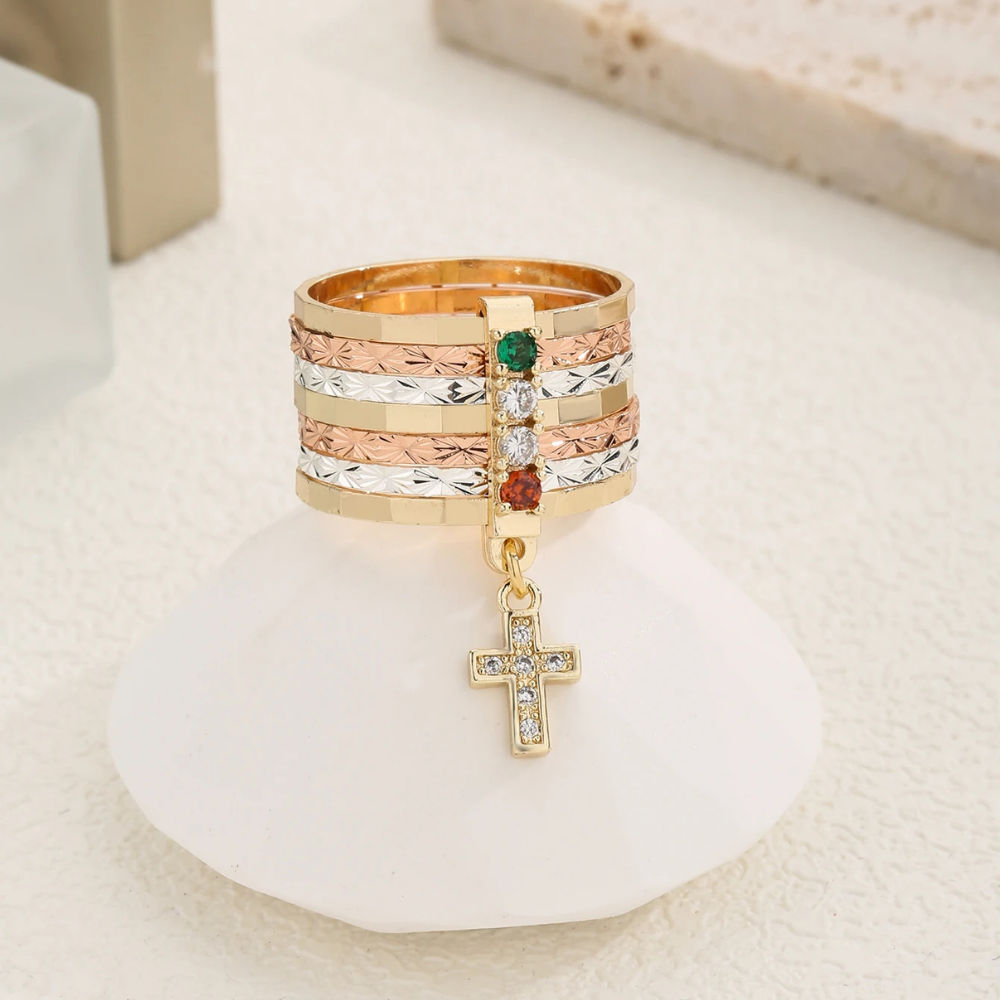Bague Croix Tricolore
