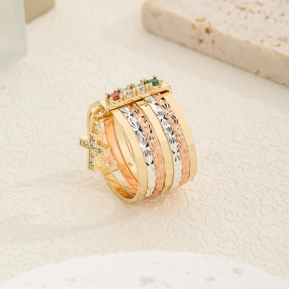 Bague Croix Tricolore pas cher