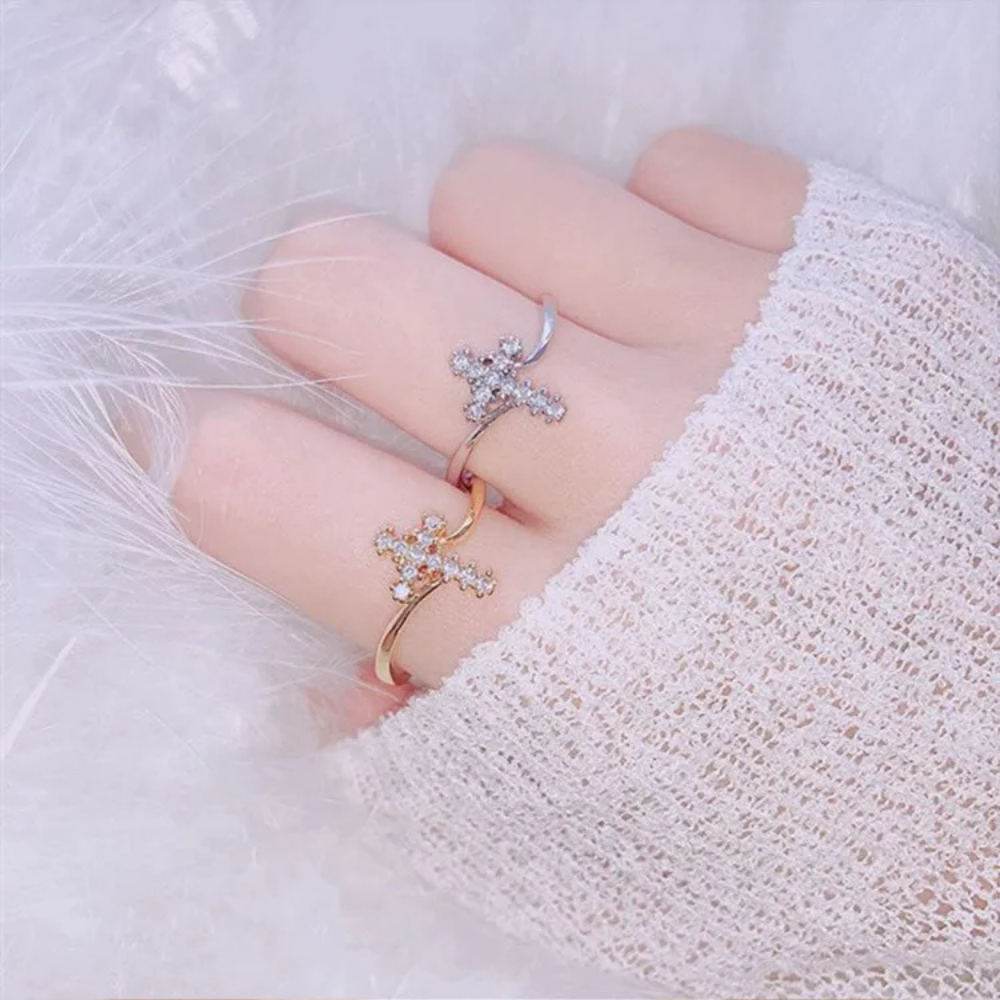 Bague Croix Plaqué Or pas cher