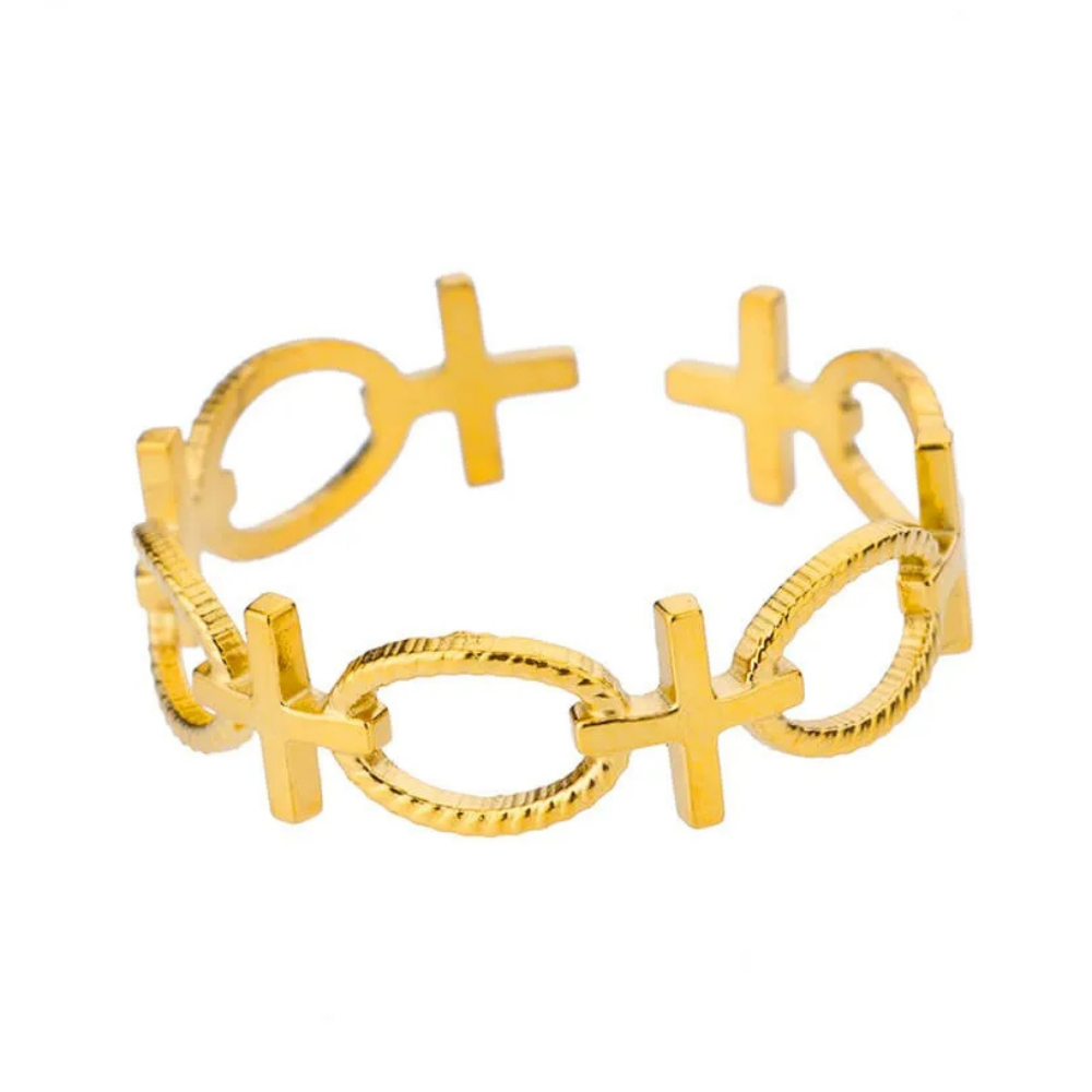 Bague Croix Poisson