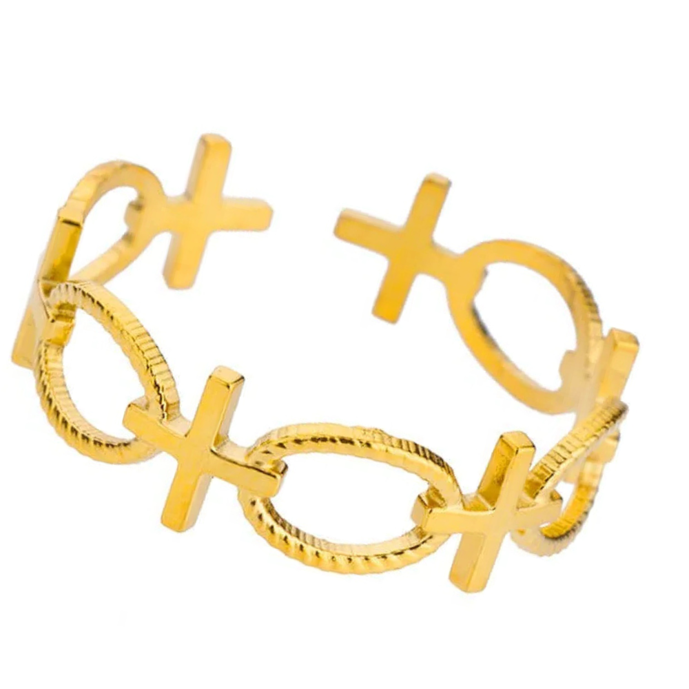 Bague Croix Poisson