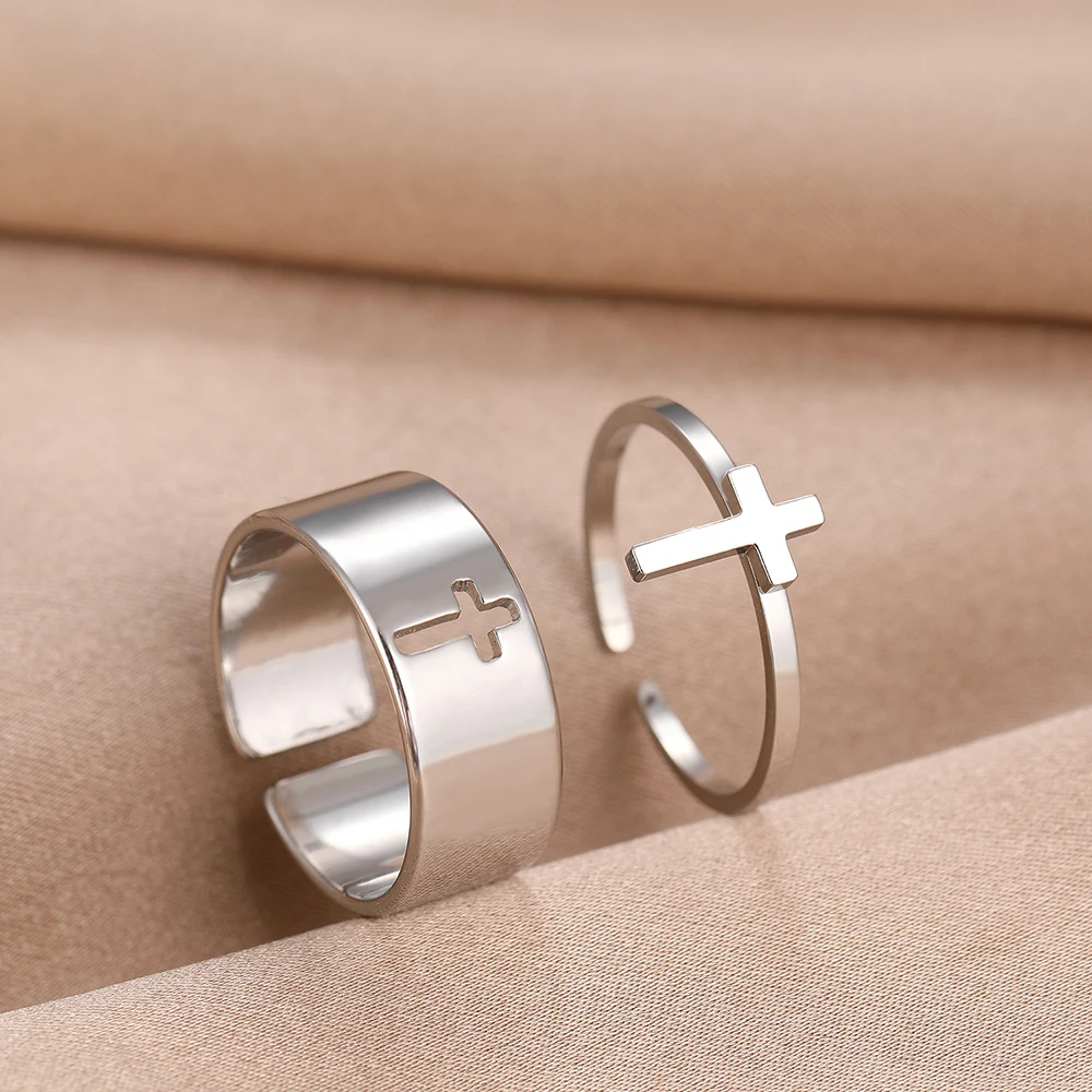 Duo Bague Croix pas cher