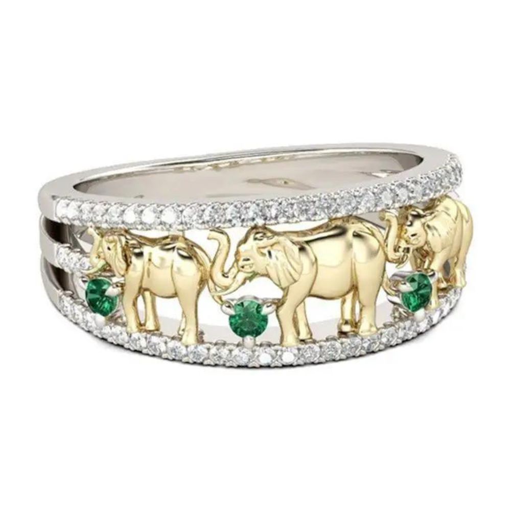 Bague Éléphant Diamants Acier