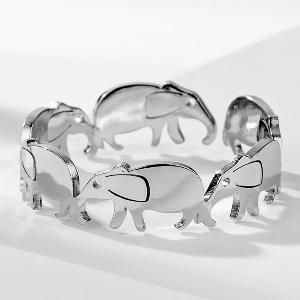 Bague Éléphant Femme Acier Argent