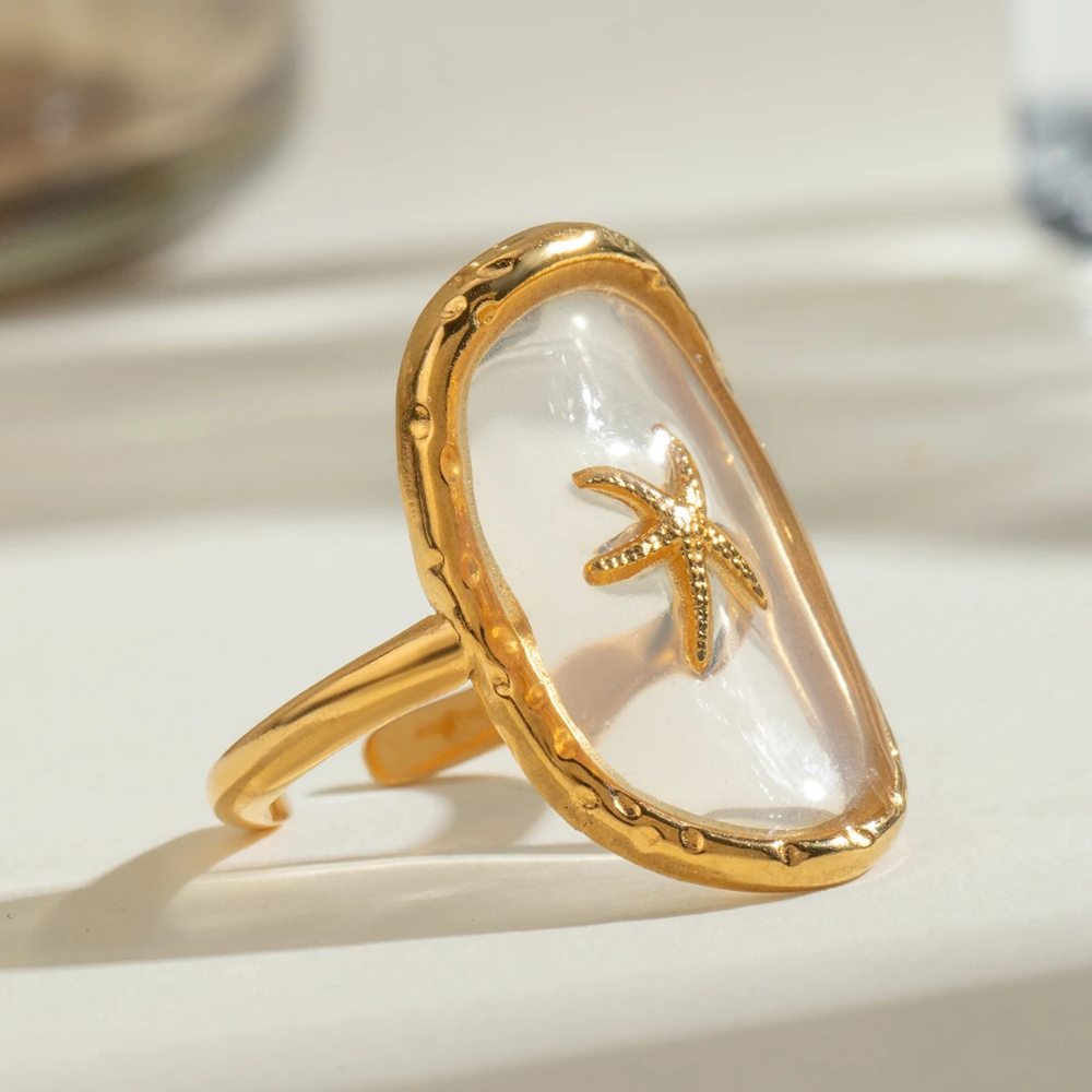 Bague Résine Motif Étoile de Mer pas cher