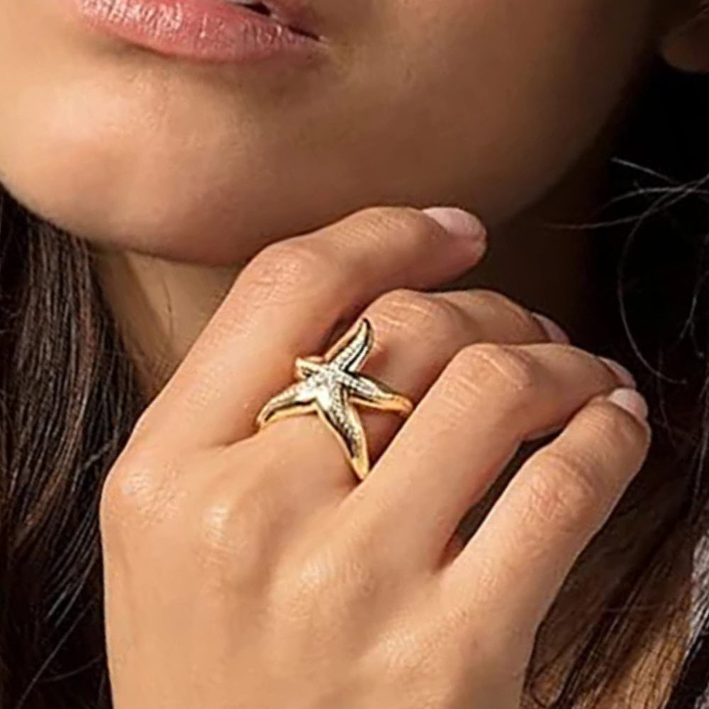 Bague Étoile de Mer Plaqué Or pas cher