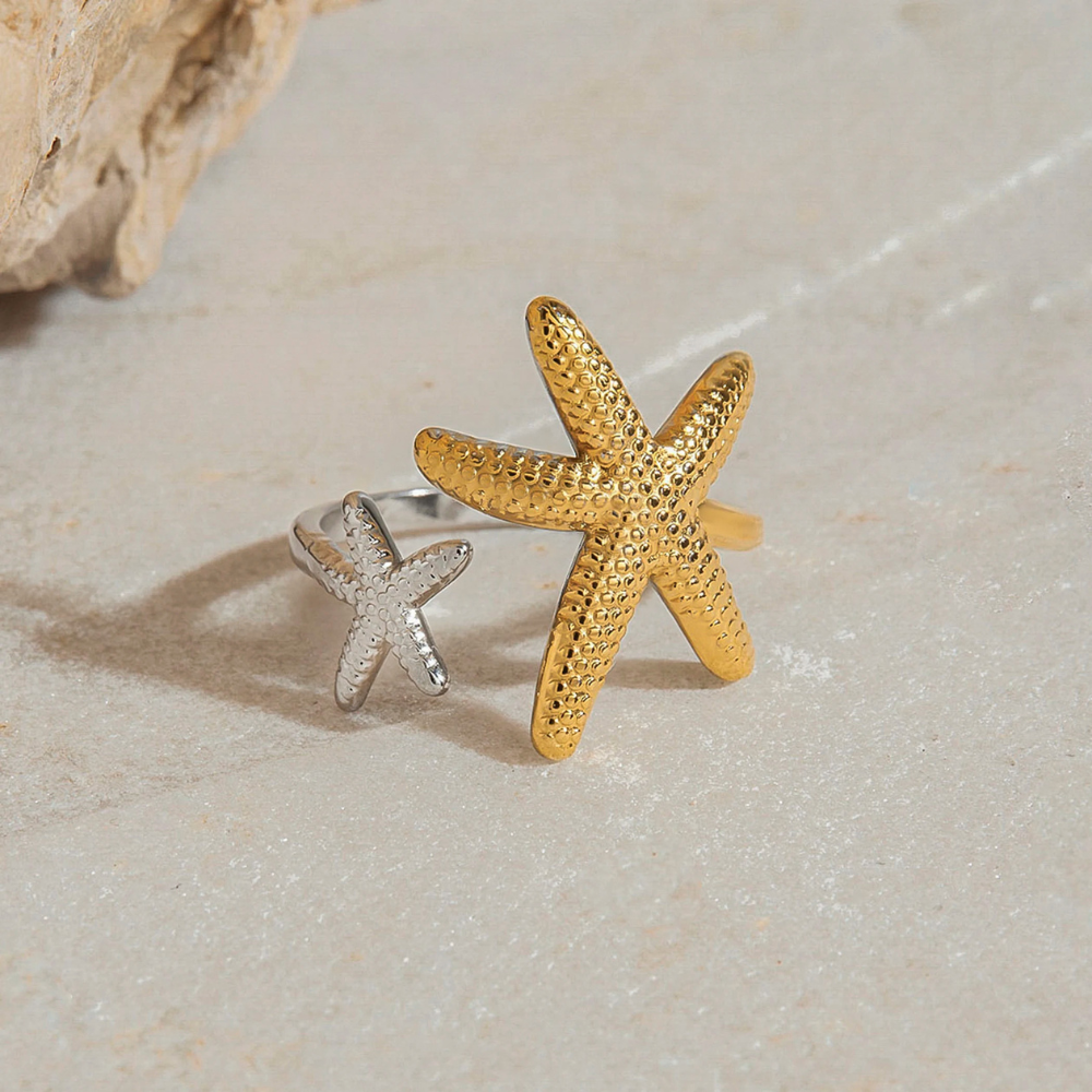 Bague Double Étoile de Mer pas cher
