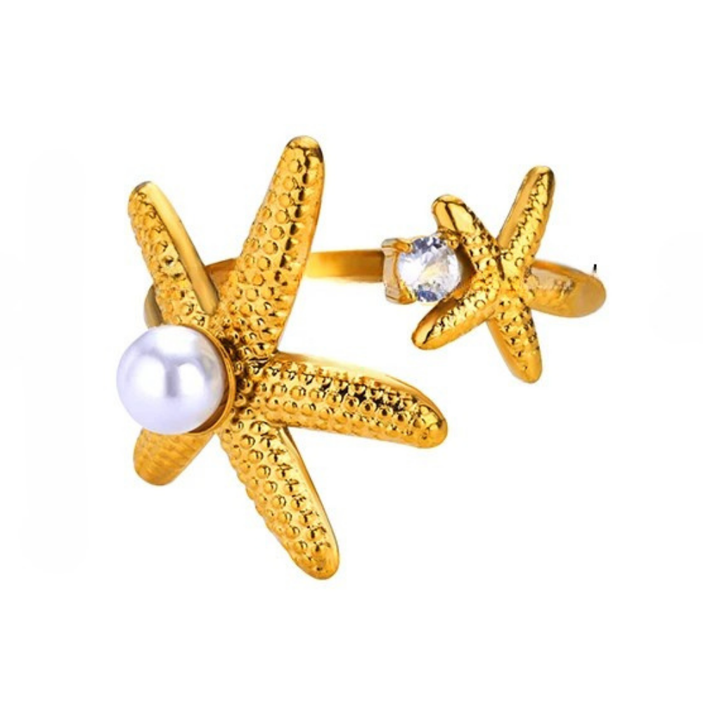 Bague Doule Étoile de Mer Perle