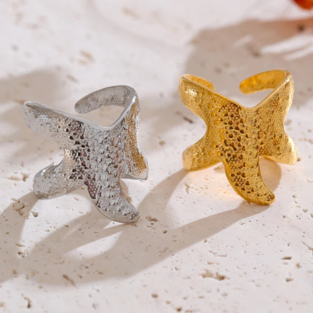 Bague Étoile de Mer Martelée pas cher