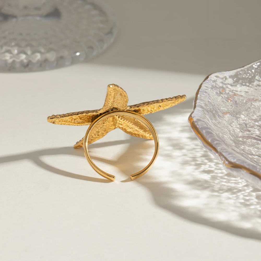 Bague Étoile de Mer Acier Inoxydable pas cher
