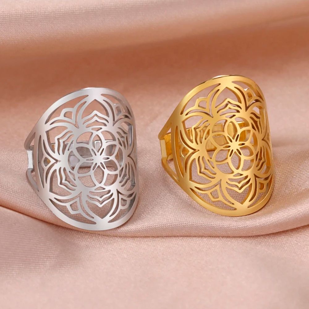 Bague Fleur de Vie Life Acier