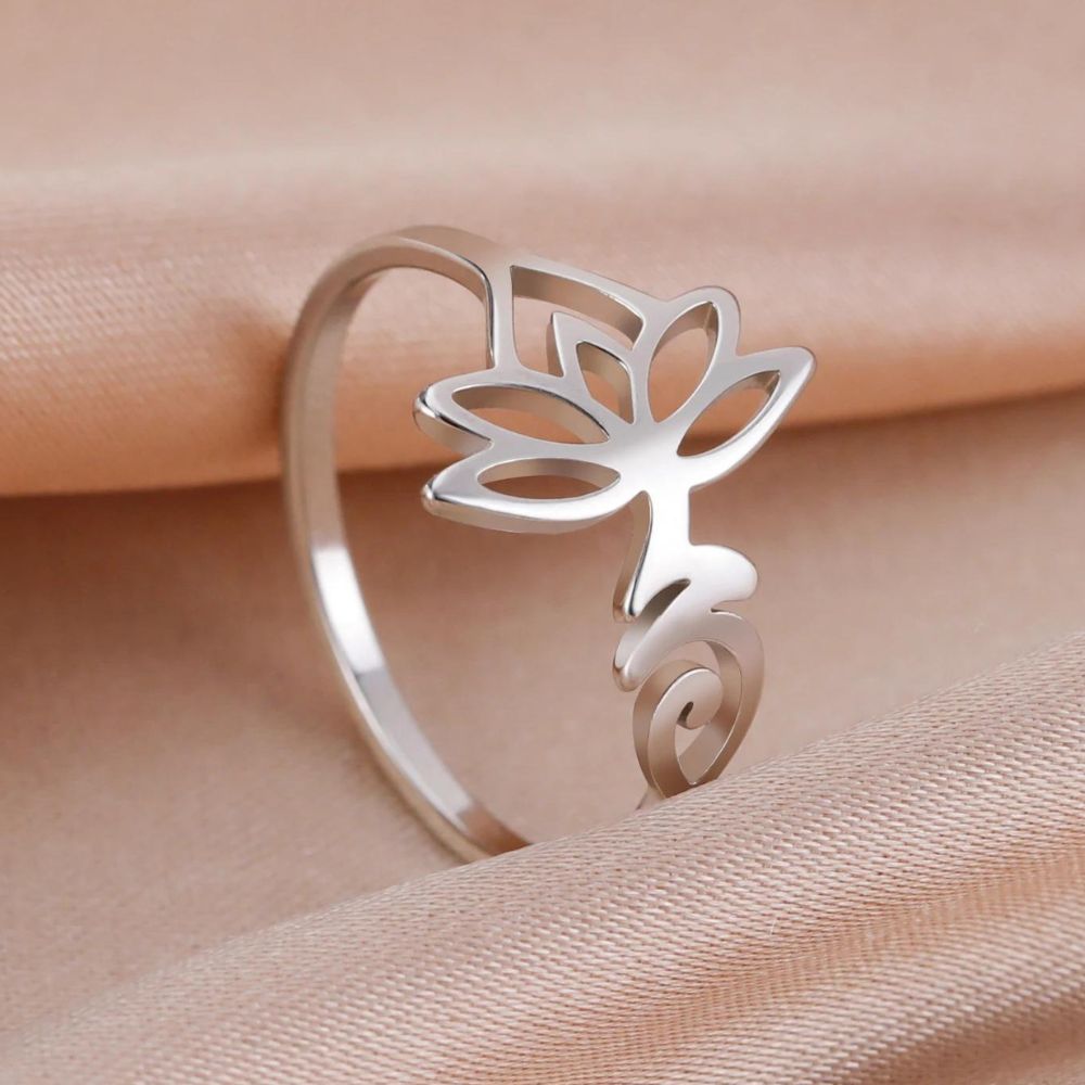 Bague Fleur de Lotus Peace Acier Inoxydable