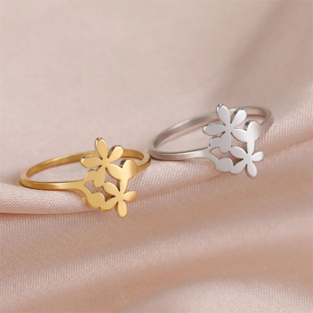 Bague Double Fleurs femme