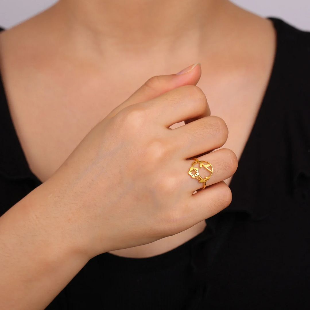 Bague Fleur Acier Inoxydable Arène Bijoux