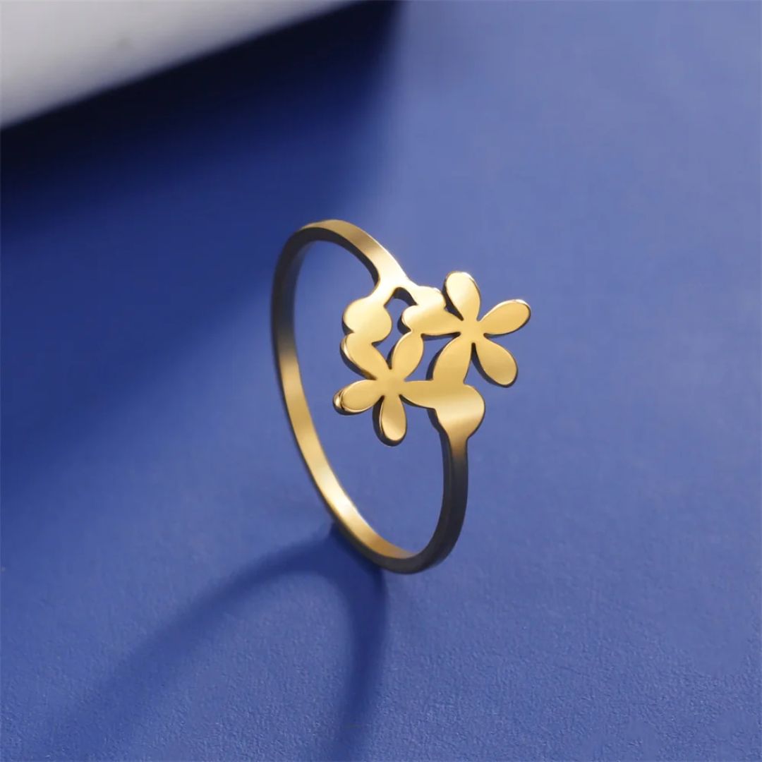 Bague Double Fleurs ajustable