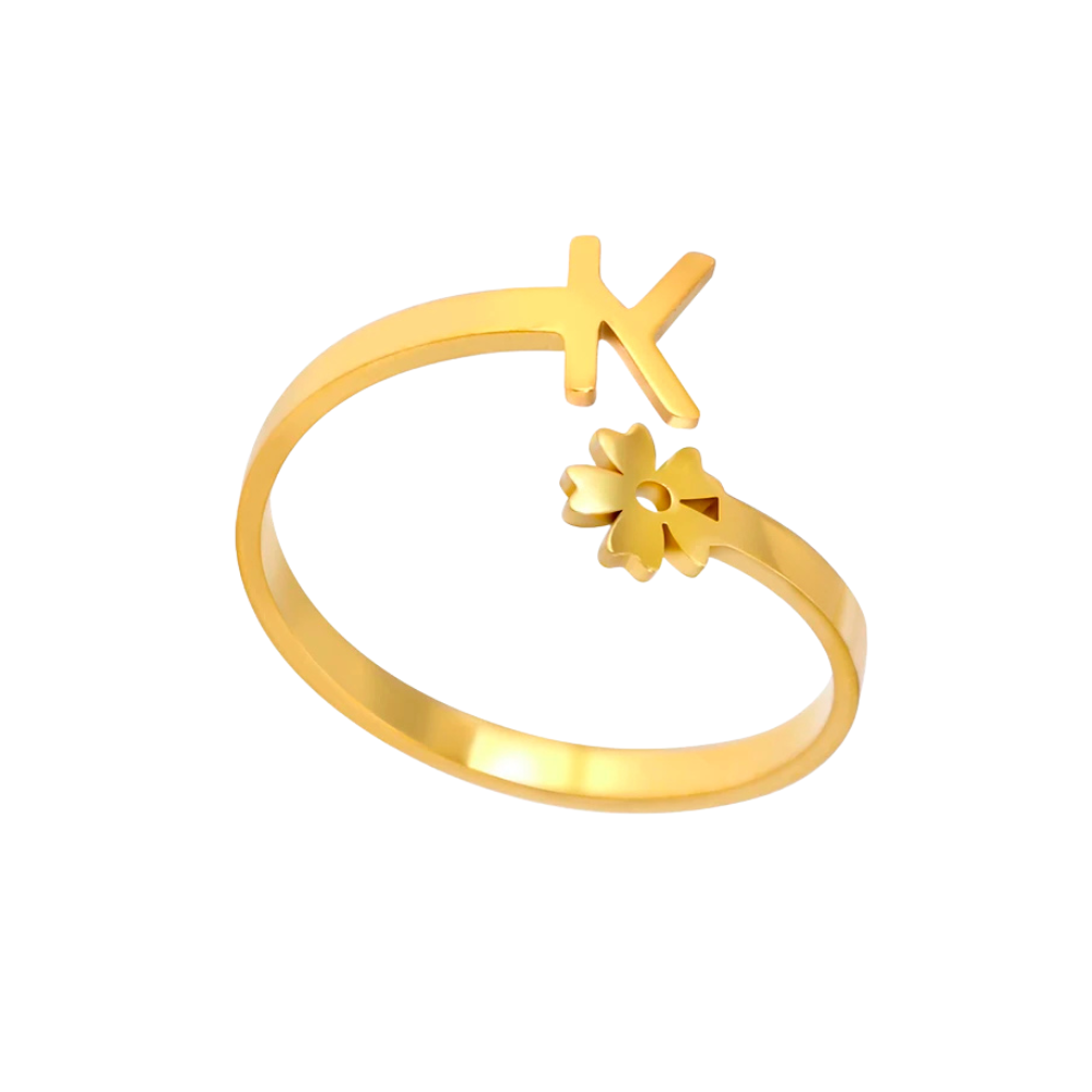 Bague Initiale K Fleur