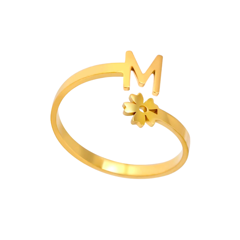 Bague Initiale M Fleur