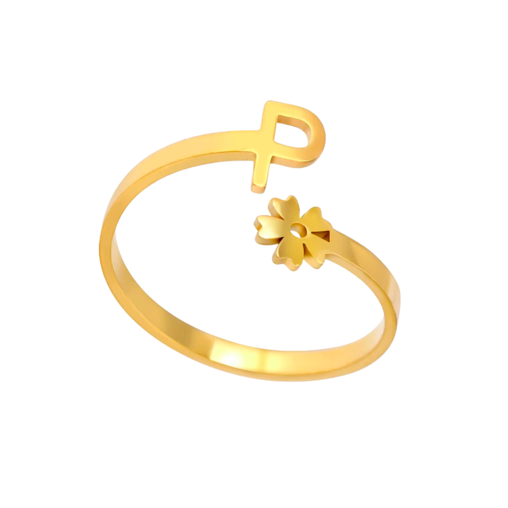 Bague Initiale P Fleur