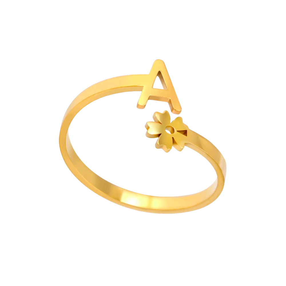 Bague Initiale A Fleur