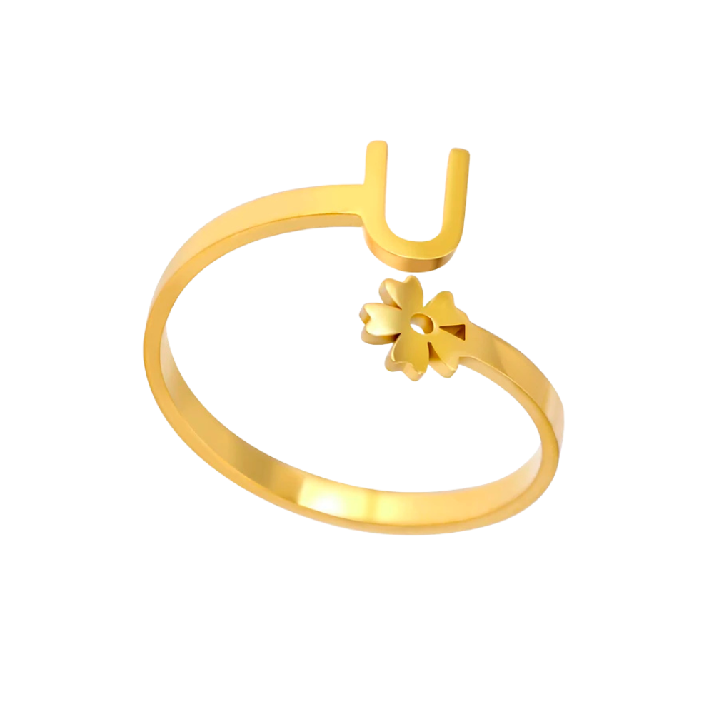 Bague Initiale U Fleur