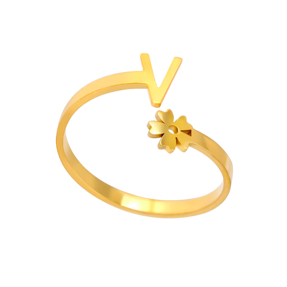 Bague Initiale V Fleur