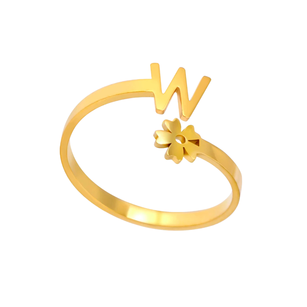 Bague Initiale W Fleur