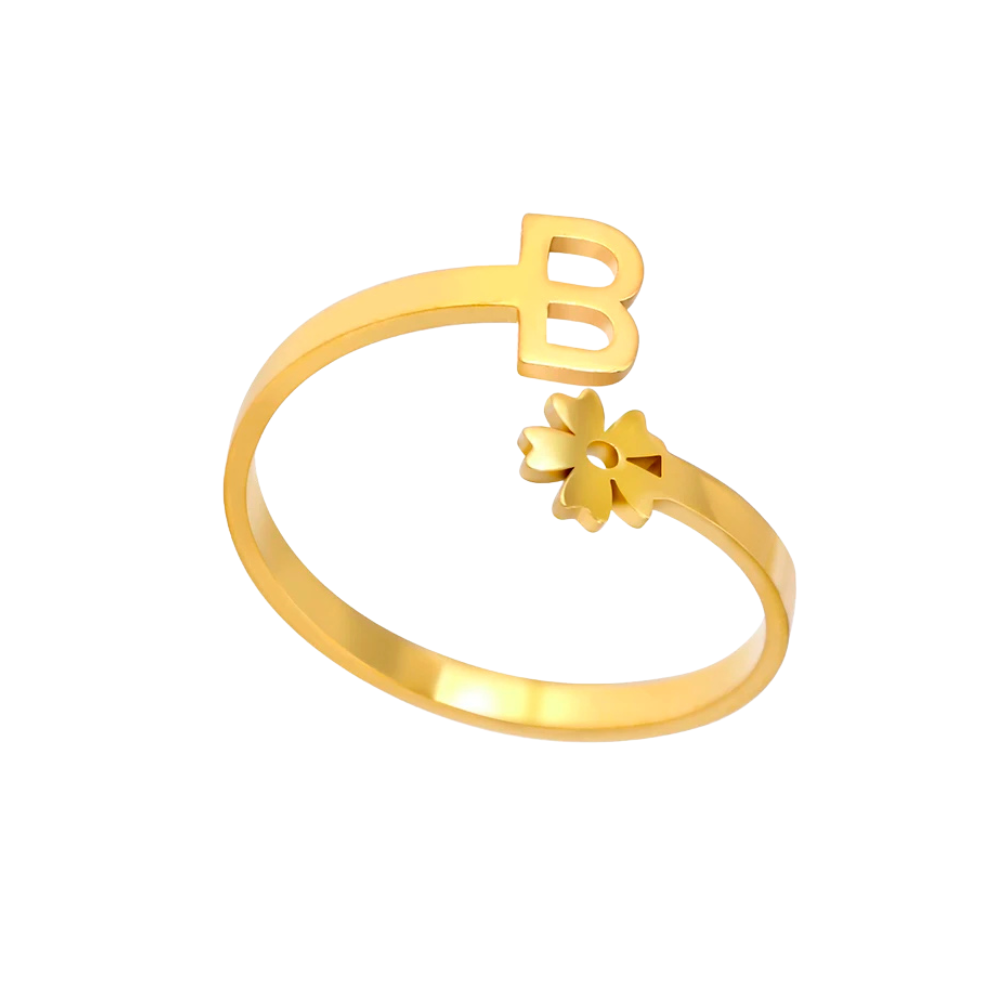 Bague Initiale B Fleur